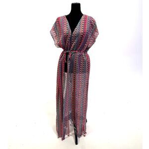 Psychedelic neon maxi duster / bathing suit cover up / robe